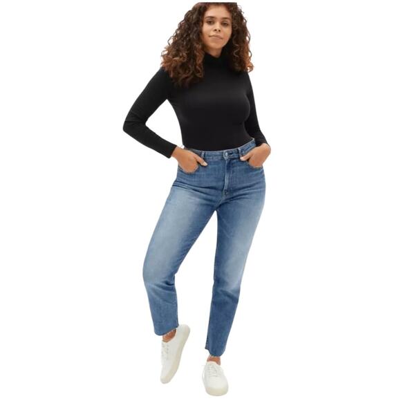 Everlane The Cheeky Jean Raw Hem Medium Wash Size 33 - Picture 1 of 10